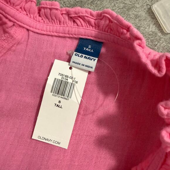 Old Navy Womens Split-Neck Crinkle Gauze Mini Swing Dress, Pink, S Tall 705169 - Picture 5 of 5